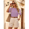 image:imageEVALESS Womens Tops Teacher Outfits Short Sleeve Cute Ribbed Stripes Tshirt  Teacher Outfits for WomenCasual Womens TopsDressy Casual Ribbed Stripes TshirtRound Neck Summer Fashion Outfits 2026Purple