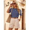 image:imageEVALESS Womens Tops Teacher Outfits Short Sleeve Cute Ribbed Stripes Tshirt  Teacher Outfits for WomenCasual Womens TopsDressy Casual Ribbed Stripes TshirtRound Neck Summer Fashion Outfits 202603 Dark Blue