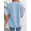 image:imageEVALESS Womens Tops Teacher Outfits Short Sleeve Cute Ribbed Stripes Tshirt  Teacher Outfits for WomenCasual Womens TopsDressy Casual Ribbed Stripes TshirtRound Neck Summer Fashion Outfits 2026Sky Blue