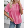 image:imageEVALESS Womens Tops Teacher Outfits Short Sleeve Cute Ribbed Stripes Tshirt  Teacher Outfits for WomenCasual Womens TopsDressy Casual Ribbed Stripes TshirtRound Neck Summer Fashion Outfits 202602 Bright Pink
