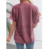 image:imageEVALESS Womens Tops Teacher Outfits Short Sleeve Cute Ribbed Stripes Tshirt  Teacher Outfits for WomenCasual Womens TopsDressy Casual Ribbed Stripes TshirtRound Neck Summer Fashion Outfits 202603 Mineral Red