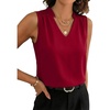 image:imageEVALESS Tank Tops for Women Lace Trim Sleeveless Blouses  Summer Business Casual TopWork Office Interview Professional OutfitsFall Layed Clothes under Blazers and Suit JacketsFiery Red