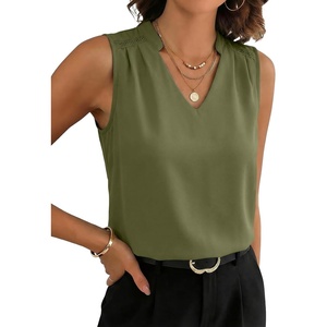image:imageEVALESS Tank Tops for Women Lace Trim Sleeveless Blouses  Summer Business Casual TopWork Office Interview Professional OutfitsFall Layed Clothes under Blazers and Suit JacketsMoss Green