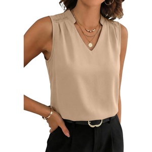 image:imageEVALESS Tank Tops for Women Lace Trim Sleeveless Blouses  Summer Business Casual TopWork Office Interview Professional OutfitsFall Layed Clothes under Blazers and Suit JacketsParchment