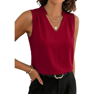 image:imageEVALESS Tank Tops for Women Lace Trim Sleeveless Blouses  Summer Business Casual TopWork Office Interview Professional OutfitsFall Layed Clothes under Blazers and Suit JacketsFiery Red
