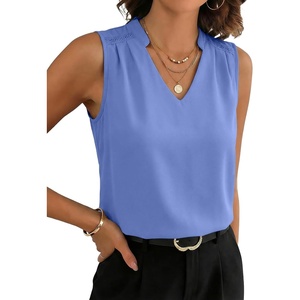 image:imageEVALESS Tank Tops for Women Lace Trim Sleeveless Blouses  Summer Business Casual TopWork Office Interview Professional OutfitsFall Layed Clothes under Blazers and Suit JacketsSky Blue