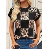 image:imageEVALESS Sweater Vest Women Short Sleeve Leopard Print Tops Fall Clothes  Womens Sweaters Crewneck Color Block Lightweight Casual 2026 FashionBlack