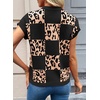 image:imageEVALESS Sweater Vest Women Short Sleeve Leopard Print Tops Fall Clothes  Womens Sweaters Crewneck Color Block Lightweight Casual 2026 FashionBlack