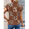 image:imageEVALESS Sweater Vest Women Short Sleeve Leopard Print Tops Fall Clothes  Womens Sweaters Crewneck Color Block Lightweight Casual 2026 FashionCoffee