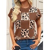 image:imageEVALESS Sweater Vest Women Short Sleeve Leopard Print Tops Fall Clothes  Womens Sweaters Crewneck Color Block Lightweight Casual 2026 FashionCoffee
