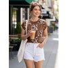 image:imageEVALESS Sweater Vest Women Short Sleeve Leopard Print Tops Fall Clothes  Womens Sweaters Crewneck Color Block Lightweight Casual 2026 FashionCoffee
