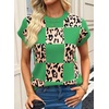 image:imageEVALESS Sweater Vest Women Short Sleeve Leopard Print Tops Fall Clothes  Womens Sweaters Crewneck Color Block Lightweight Casual 2026 FashionDark Green