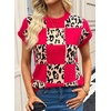 image:imageEVALESS Sweater Vest Women Short Sleeve Leopard Print Tops Fall Clothes  Womens Sweaters Crewneck Color Block Lightweight Casual 2026 FashionRed