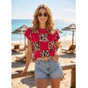 image:imageEVALESS Sweater Vest Women Short Sleeve Leopard Print Tops Fall Clothes  Womens Sweaters Crewneck Color Block Lightweight Casual 2026 FashionRed