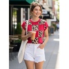 image:imageEVALESS Sweater Vest Women Short Sleeve Leopard Print Tops Fall Clothes  Womens Sweaters Crewneck Color Block Lightweight Casual 2026 FashionRed