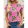 image:imageEVALESS Sweater Vest Women Short Sleeve Leopard Print Tops Fall Clothes  Womens Sweaters Crewneck Color Block Lightweight Casual 2026 FashionSachet Pink