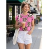 image:imageEVALESS Sweater Vest Women Short Sleeve Leopard Print Tops Fall Clothes  Womens Sweaters Crewneck Color Block Lightweight Casual 2026 FashionSachet Pink