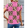 image:imageEVALESS Sweater Vest Women Short Sleeve Leopard Print Tops Fall Clothes  Womens Sweaters Crewneck Color Block Lightweight Casual 2026 FashionSachet Pink