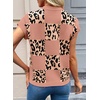 image:imageEVALESS Sweater Vest Women Short Sleeve Leopard Print Tops Fall Clothes  Womens Sweaters Crewneck Color Block Lightweight Casual 2026 FashionSepia Rose