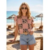 image:imageEVALESS Sweater Vest Women Short Sleeve Leopard Print Tops Fall Clothes  Womens Sweaters Crewneck Color Block Lightweight Casual 2026 FashionSepia Rose