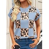 image:imageEVALESS Sweater Vest Women Short Sleeve Leopard Print Tops Fall Clothes  Womens Sweaters Crewneck Color Block Lightweight Casual 2026 FashionSky Blue