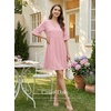 image:imageEVALESS Womens Summer Dresses V Neck Babydoll Mini Dress  Lightweight Loose A Line Fit Pull On Style Beach Travel Outfits1a Light Pink