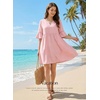 image:imageEVALESS Womens Summer Dresses V Neck Babydoll Mini Dress  Lightweight Loose A Line Fit Pull On Style Beach Travel Outfits1a Light Pink