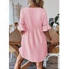 image:imageEVALESS Womens Summer Dresses V Neck Babydoll Mini Dress  Lightweight Loose A Line Fit Pull On Style Beach Travel Outfits1a Light Pink