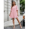 image:imageEVALESS Womens Summer Dresses V Neck Babydoll Mini Dress  Lightweight Loose A Line Fit Pull On Style Beach Travel Outfits1a Light Pink