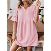 image:imageEVALESS Womens Summer Dresses V Neck Babydoll Mini Dress  Lightweight Loose A Line Fit Pull On Style Beach Travel Outfits1a Light Pink