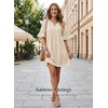 image:imageEVALESS Womens Summer Dresses V Neck Babydoll Mini Dress  Lightweight Loose A Line Fit Pull On Style Beach Travel OutfitsBeige
