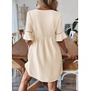 image:imageEVALESS Womens Summer Dresses V Neck Babydoll Mini Dress  Lightweight Loose A Line Fit Pull On Style Beach Travel OutfitsBeige
