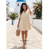 image:imageEVALESS Womens Summer Dresses V Neck Babydoll Mini Dress  Lightweight Loose A Line Fit Pull On Style Beach Travel OutfitsBeige