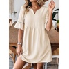 image:imageEVALESS Womens Summer Dresses V Neck Babydoll Mini Dress  Lightweight Loose A Line Fit Pull On Style Beach Travel OutfitsBeige