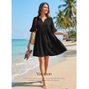 image:imageEVALESS Womens Summer Dresses V Neck Babydoll Mini Dress  Lightweight Loose A Line Fit Pull On Style Beach Travel OutfitsBlack