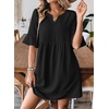 image:imageEVALESS Womens Summer Dresses V Neck Babydoll Mini Dress  Lightweight Loose A Line Fit Pull On Style Beach Travel OutfitsBlack