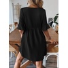 image:imageEVALESS Womens Summer Dresses V Neck Babydoll Mini Dress  Lightweight Loose A Line Fit Pull On Style Beach Travel OutfitsBlack