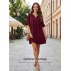 image:imageEVALESS Womens Summer Dresses V Neck Babydoll Mini Dress  Lightweight Loose A Line Fit Pull On Style Beach Travel OutfitsBurgundy
