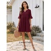 image:imageEVALESS Womens Summer Dresses V Neck Babydoll Mini Dress  Lightweight Loose A Line Fit Pull On Style Beach Travel OutfitsBurgundy