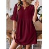 image:imageEVALESS Womens Summer Dresses V Neck Babydoll Mini Dress  Lightweight Loose A Line Fit Pull On Style Beach Travel OutfitsBurgundy