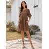 image:imageEVALESS Womens Summer Dresses V Neck Babydoll Mini Dress  Lightweight Loose A Line Fit Pull On Style Beach Travel OutfitsCoffee