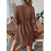image:imageEVALESS Womens Summer Dresses V Neck Babydoll Mini Dress  Lightweight Loose A Line Fit Pull On Style Beach Travel OutfitsCoffee