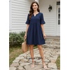 image:imageEVALESS Womens Summer Dresses V Neck Babydoll Mini Dress  Lightweight Loose A Line Fit Pull On Style Beach Travel OutfitsDirty Blue