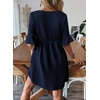 image:imageEVALESS Womens Summer Dresses V Neck Babydoll Mini Dress  Lightweight Loose A Line Fit Pull On Style Beach Travel OutfitsDirty Blue