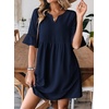 image:imageEVALESS Womens Summer Dresses V Neck Babydoll Mini Dress  Lightweight Loose A Line Fit Pull On Style Beach Travel OutfitsDirty Blue