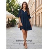 image:imageEVALESS Womens Summer Dresses V Neck Babydoll Mini Dress  Lightweight Loose A Line Fit Pull On Style Beach Travel OutfitsDirty Blue