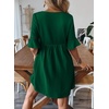 image:imageEVALESS Womens Summer Dresses V Neck Babydoll Mini Dress  Lightweight Loose A Line Fit Pull On Style Beach Travel OutfitsGreen