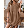 image:imageEVALESS Womens Summer Dresses V Neck Babydoll Mini Dress  Lightweight Loose A Line Fit Pull On Style Beach Travel OutfitsKhaki