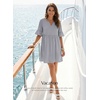 image:imageEVALESS Womens Summer Dresses V Neck Babydoll Mini Dress  Lightweight Loose A Line Fit Pull On Style Beach Travel OutfitsLight Blue