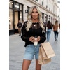image:imageEVALESS Crochet Tops for Women Long Sleeve Hollow Out Knit Sweaters  Beach Vacation Cruise OutfitsKnit Pullover SweaterLightweight Breathable Cover UpsResort Wear for Spring Summer Fall TopA Black
